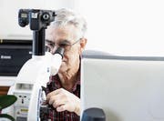 Hanswalter Müller arbeitet, sofern er es gesundheitlich vermag, täglich an seinen Mikrofotografien. (Bild: Donato Caspari)