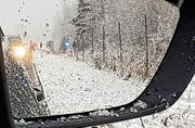 Das Polizeiauto durchbrach den Wildschutzzaun – die Polizisten blieben aber unverletzt. (Bild: Leserreporter FM1Today)