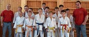 Zufriedene Buchser und Ruggeller Judokas nach den guten Leistungen in der Hinrunde. (Bild: PD)