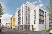 Im Albin-Pedrotti-Haus sollen 20 Mietwohnungen mit zwei, drei und vier Zimmern entstehen. Dazu kommt eine Tiefgarage. (Bild: Visualisierung: Carlos Martinez Architekten Rorschach AG)