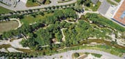 Vogelperspektive auf den 2015 eröffneten Murg-Auen-Park. (Bild: pd)
