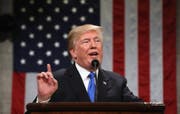 US-Präsident Donald Trump lobte während seiner Rede zur Lage der Nation immer wieder seine eigene Politik. (Bild: Keystone)