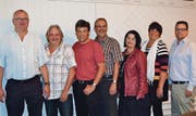 Der Vorstand der SP Rorschach Stadt am See: Präsident Joachim Huber, Kassier Reto Kuratli, Peter Buschor, Fritz Dornbierer, Jacqueline Schneider, Ruth Gradenecker und Christian Hacker (v. l.). (Bild: Gisela Tobler)