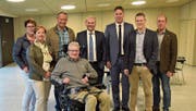 Die Weinfelder Exekutive: Ursi Senn-Bieri, Veronica Bieler-Hotz, Thomas Bornhauser, Walter Strupler, Präsident Max Vögeli, Gemeindeschreiber Reto Martin, Valentin Hasler und Hans Eschenmoser. (Bild: Mario Testa)