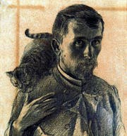 Der Künstler mit Katze: Selbstbildnis aus frühen Jahren (1893). (Bild: Katalog)