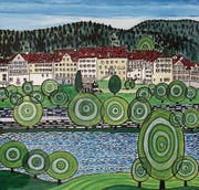 Klaus Baumelers Acrylbild aus dem Jahr 2014 zeigt einen Ausschnitt der Stadtmauer.