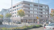 So soll «Neues Wohnen in der Alten Post» dereinst aussehen. Wann der Neubau vis-à-vis des Flawiler Bahnhofs stehen wird, ist jedoch ungewiss. (Bild: Visualisierung: pd)