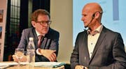 Werden sich Mitte Dezember erneut zu einem Gespräch treffen: Finanzdirektor Jakob Stark, Stadtpräsident Andreas Balg. (Bild: Max Eichenberger)