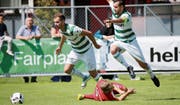 Verkehrte Welt: Die Kreuzlinger (Zvonimir Fantov, links, und Filipe Vieira) überrannten ihren Cupgegner aus der Challenge League in den ersten Minuten. (Bild: Mario Gaccioli)