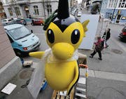 Der Sockel ist wieder an seinem alten Platz, Mocmoc selbst ist auf dem Weg dahin. (Bild: Reto Martin)