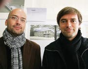 Ihr Projekt soll realisiert werden: Bruno Schneebeli und Sigi Stucky (zu begutachten im Hamel-Gebäude). (Bilder: Max Eichenberger)
