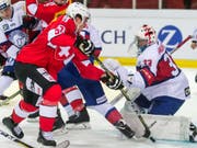 Stürmer Calvin Thürkauf kann Norwegens Hüter Haukeland nicht bezwingen (Bild: KEYSTONE/ALEXANDRA WEY)