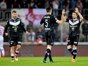 Die Spieler des FC Lugano wollen auch am Samstag in Zürich jubeln (Bild: KEYSTONE/JEAN-CHRISTOPHE BOTT)
