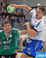 Peter Schramm (rechts) ist der Krienser Matchwinner. Bild: Markus Grunder (Thun, 16. November 2016)