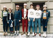 Simon Hofstetter (ganz rechts) 1982 vor dem Start zum Stadtlauf. (Bild: SH)