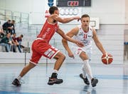 Den Halbfinal im Visier: SCB-Spieler Martynas Kairavicius (am Ball). (Bild: Philipp Schmidli (Luzern, 1. Oktober 2017))