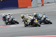 Die Hauptdarsteller des Grand Prix von Österreich, von links: Alex Marquez, Tom Lüthi und Franco Morbidelli. (Bild: Waldemar Da Rin/freshfocus)
