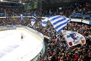 Fans in der Bossard-Arena in Zug. (Bild Stefan Kaiser)