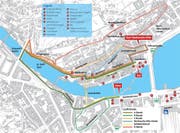 Der Streckenplan des 40. Luzerner Stadtlaufs. (Bild: Grafik LZ)
