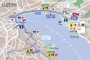In der ersten Runde werden die Läufer nicht mehr über den engen Alpenquai (gepunktete Linie) geführt. (Grafik pd)