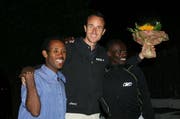 Viktor Röthlin gewann den Ägeriseelauf 2013, vor dem Eritreer Estefanus Hailemichael und dem Kenianer Samuel Kisang. (Bild: pd / Urs Kühne)