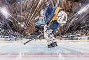 Der 21-jährige Gilles Senn ist die junge Nummer 1 des HC Davos. (Bild: Andy Mueller/Freshfocus (Davos, 7. März 2016))