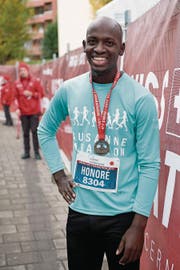 Ein Lächeln nach dem Halbmarathon: Honoré Matter.