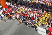 Dichtes Gedränge am Start des Luzerner Stadtlaufs: Die Organisatoren hoffen, dass es mit der neu eingeführten Nettozeit zu weniger Stürzen kommt. (Bild Manuela Jans)