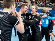 Pfadi Winterthur mit Michael Svailen und Topskorer Jonas Langerhuus übernimmt die Tabellenspitze (Bild: KEYSTONE/CHRISTIAN MERZ)