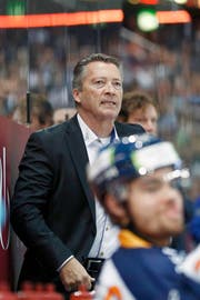 EVZ-Trainer Harold Kreis gibt sich kämpferisch. Bild: Marc Schumacher/Freshfocus (Zug, 17. September)