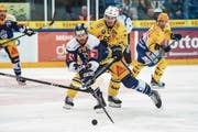 Marc Wieser kann Zugs Viktor Stalberg (vorne) nicht bremsen. (Bild: Daniela Frutiger/Freshfocus (Zug, 23. September))