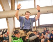 Joel Wicki gewinnt das 45. Halleschwinget. (Bild: Roger Grütter (Sarnen, 11. März 2018))