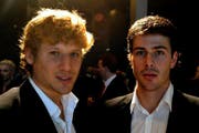 Damien Brunner (links) und Rafael, hier an den Swiss Ice Hockey Awards 2012 im KKL. (Bild: Keystone)