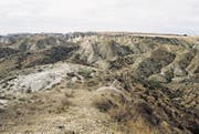Atemberaubende Steppenlandschaft auf dem Weg von Baku Richtung Westen an die Grenze von Armenien. (Bild: Brigitte Schmid-Gugler)