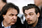 Nach Christian Constantin (links) erhält nun auch Sohne Barthélémy eine reduzierte Strafe für seinen verbalen Angriff auf Rolf Fringer. (Bild: OLIVIER MAIRE (KEYSTONE))