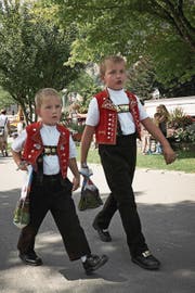 Stolz und stramm in der Appenzeller Tracht. (Bild: Jakob Ineichen (Interlaken, 26. August 2017))