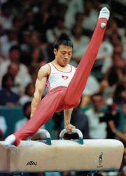 Mit dieser Übung am Pauschenpferd holte Donghua Li 1996 Olympiagold für die Schweiz. (Bild: Christoph Ruckstuhl/Keystone (Atlanta, 28. Juli 1996))
