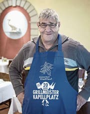 Heute mit der Jubiläumsschürze im Einsatz: Markus Lustenberger. (Bild: Pius Amrein (Luzern, 28. April 2017))
