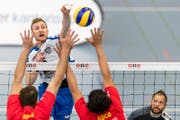 Volley Top Luzerns Luca Müller im Spiel gegen Chenois Genf. (Bild: Philipp Schmidli)
