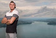 Der deutsche Speerwurf-Olympiasieger Thomas Röhler auf der Terrasse des Hotels Palace auf dem Bürgenstock. (Bild: Boris Bürgisser (10. Juli 2017))