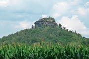 Faszinierendes Elbsandsteingebilde: Die Landschaft der Sächsischen Schweiz ist durch bizarre Felsformen geprägt. Über 700 Sandsteingipfel ragen über dem Laubwald. (Bild: Andreas Z’Graggen)