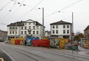 Wo heute noch eine Baustelle ist, soll im kommenden Frühling ein Biergarten der Brauerei Schützengarten entstehen. (Bild: Christoph Renn)