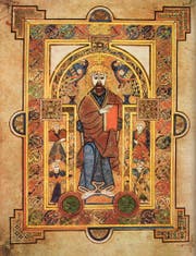 Christus in einer Darstellung im legendären irischen Book of Kells. Es entstand vermutlich um 800 im Kloster Iona vor der schottischen Westküste. (Bild: PD)