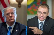 HSG-Rektor Thomas Bieger (rechts) würde mit Donald Trump über die Bedeutung der Ausbildung in einer globalisierten Gesellscahft sprechen. (Bild: Keystone/Urs Bucher)