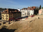 Der obere Teil der Baugrube fürs Projekt Haldenhof. (Bild: Reto Voneschen)