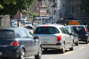 Hohes Verkehrsaufkommen in der Stadt St.Gallen - welche Auswirkungen hätte die Mobilitäts-Initiative? (Bild: Ralph Ribi (Symbolbild))