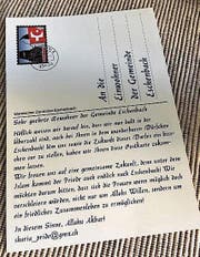 Die Postkarten, die in der Region Zürichsee verteilt wurden. (Bild: PD)
