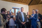 Am meisten Stimmen, aber kein Wahlsieg: Boris Tschirky am Sonntag im Waaghaus St.Gallen. (Bild: Michel Canonica)
