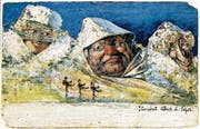 Mit seinen Bergpostkarten – hier mit Jungfrau, Mönch und Eiger – hat Nolde enormen Erfolg.