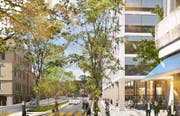So soll der zusätzliche Uni-Campus der Universität St.Gallen am Platztor aussehen. (Bild: Visualisierung, PD)